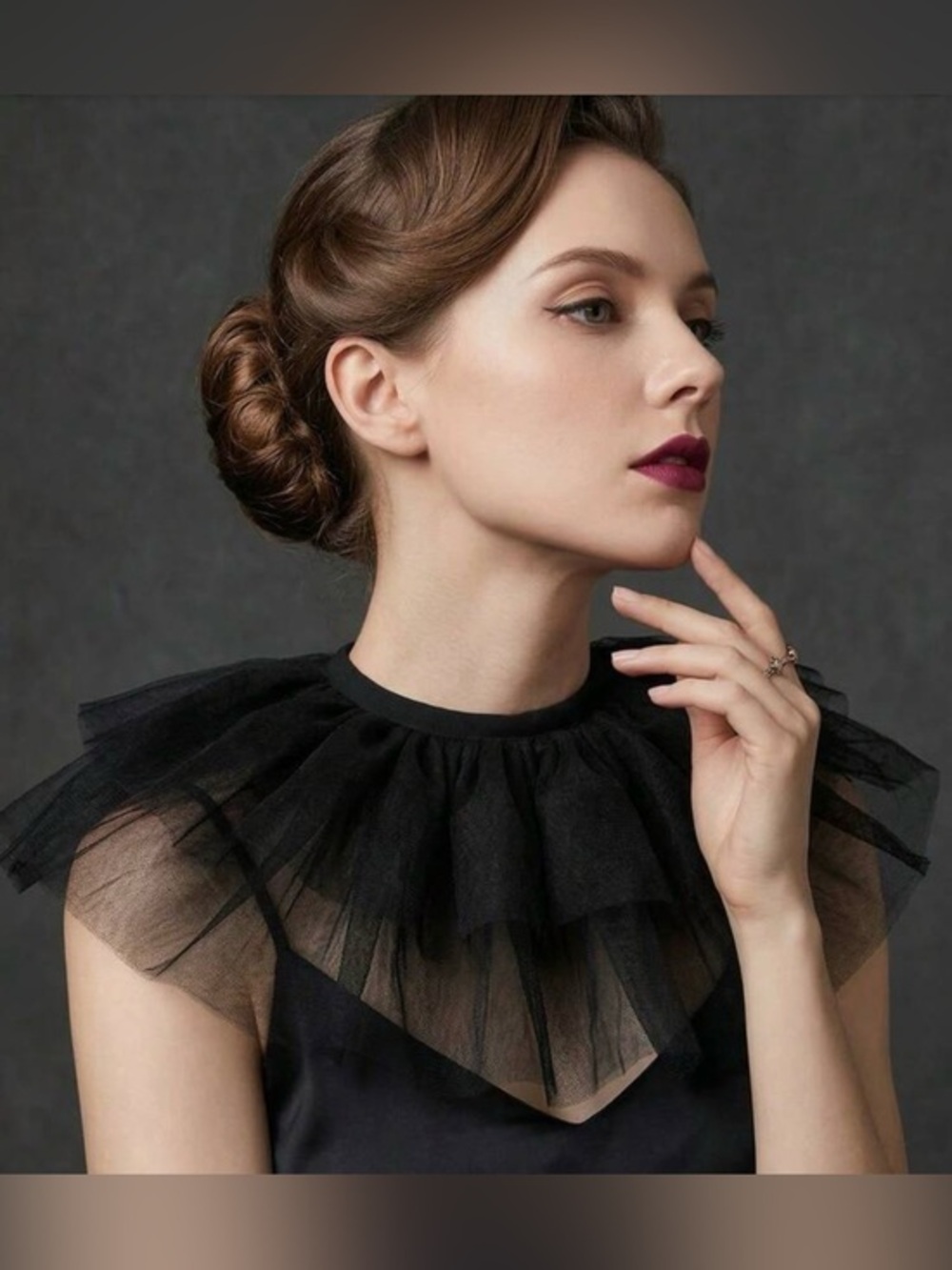 ✨Sheer Black Tulle Ruffled Collar Accessory